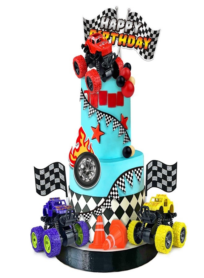 KEEPARTY 20PCS Truck Cake Decoration 3 Colors Off-road Vehicle Cake Top Decoration Red Black Yellow Ball Truck Themed Party Supplies - Image 5